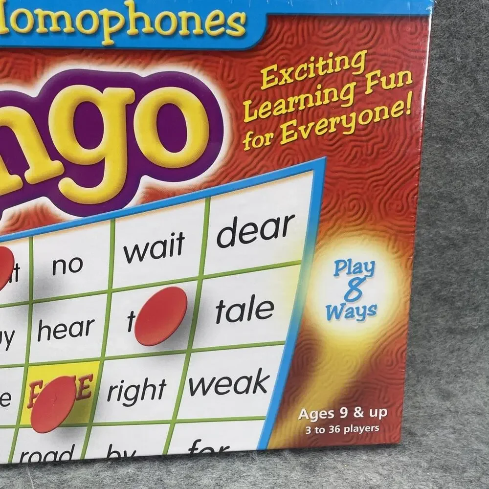 Lakeshore Bingo Homophones Ages 9 & Up NEW Sealed 3‎ to 36 Players